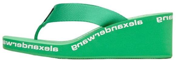 (Women) Alexander Wang 'Green Leather Minimalist Wedge Flip-Flops' 30321S019310 (Women) Alexander Wang 'Green Leather Minimalist Wedge Flip-Flops' 30321S019310