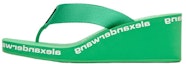 Buy (Women) Alexander Wang 'Green Leather Minimalist Wedge Flip-Flops' 30321S019310