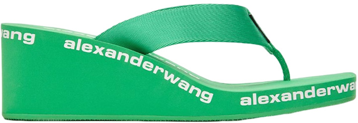 (W) Alexander Wang 'Selipar Wedges Kulit Hijau Minimalis' 30321S019310 Order (W) Alexander Wang 'Selipar Wedges Kulit Hijau Minimalis' 30321S019310