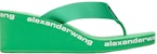 (Women) Alexander Wang 'Green Leather Minimalist Wedge Flip-Flops' 30321S019310