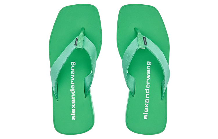 Lookbook (W) Alexander Wang Sandal Jepit Wedge Kulit Hijau Minimalis 30321S019310