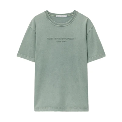 (Women) Alexander Wang Green Logo-Embellished Crewneck T-Shirt. 1CC2241890-335A