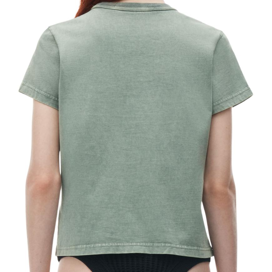 Purchase (W) Alexander Wang Kemeja-T Leher Bulat Logo Hijau. 1CC2241890-335A