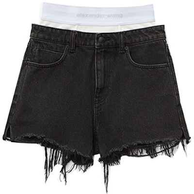 (Women) Alexander Wang Grey Denim Shorts with Logo - Spring/Summer 2022. 4DC1224072-015 Order (Women) Alexander Wang Grey Denim Shorts with Logo - Spring/Summer 2022. 4DC1224072-015