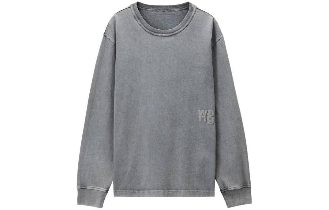 Order (Women) Alexander Wang  Grey Logo Embroidered Crewneck Long Sleeve T-Shirt. 4CC32213560-37A