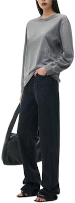 (Women) Alexander Wang Grey Logo Embroidered Crewneck Long Sleeve T-Shirt. 4CC32213560-37A Lookbook (Women) Alexander Wang Grey Logo Embroidered Crewneck Long Sleeve T-Shirt. 4CC32213560-37A