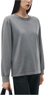 (Women) Alexander Wang Grey Logo Embroidered Crewneck Long Sleeve T-Shirt. 4CC32213560-37A Purchase (Women) Alexander Wang Grey Logo Embroidered Crewneck Long Sleeve T-Shirt. 4CC32213560-37A