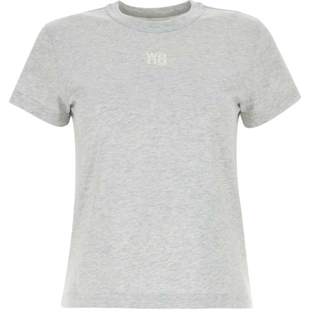 (Women) Alexander Wang  Grey Logo Print Crew Neck Short Sleeve T-Shirt 4CC3241521-050