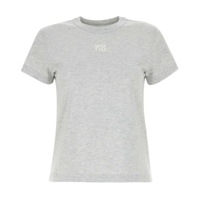 (Women) Alexander Wang Grey Logo Print Crew Neck Short Sleeve T-Shirt 4CC3241521-050