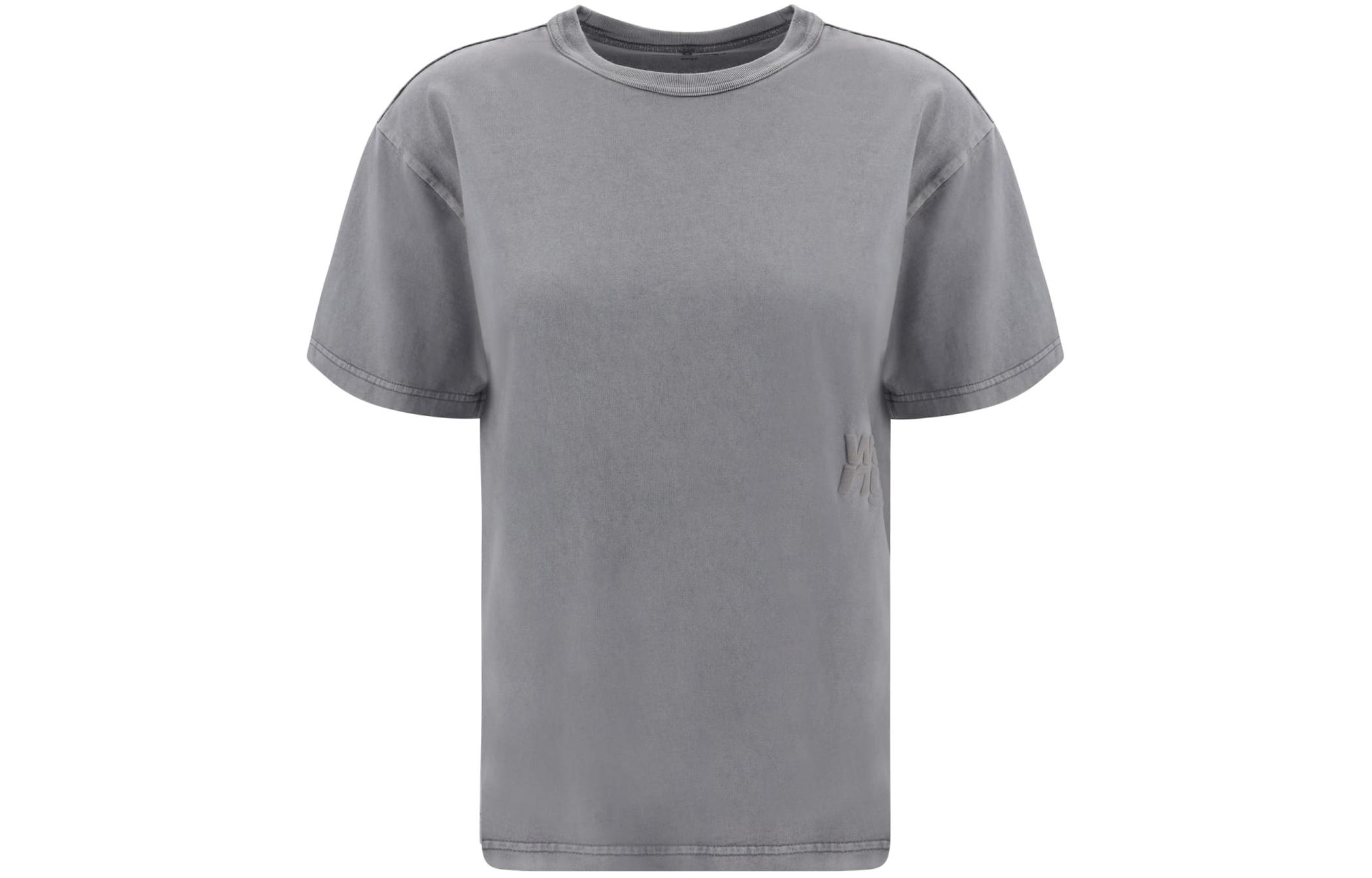 (Women) Alexander Wang  Grey Round Neck Slim Fit T-Shirt. 4CC3221357037A