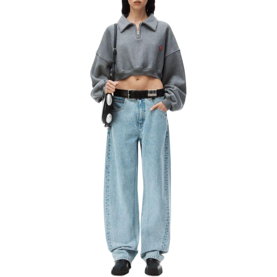 Shop (W) 亚历山大王半拉链修身短款长袖卫衣灰色 1CC1241878-079