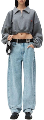 (W) 亚历山大王半拉链修身短款长袖卫衣灰色 1CC1241878-079 Shop (W) 亚历山大王半拉链修身短款长袖卫衣灰色 1CC1241878-079