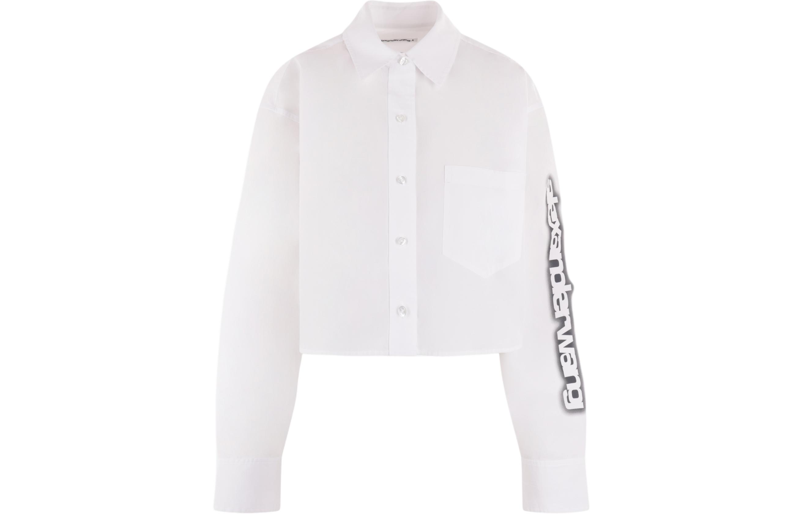 (Women) Alexander Wang  Halo Print Cropped Button-Up Long Sleeve Shirt White. 4WC2241454-100