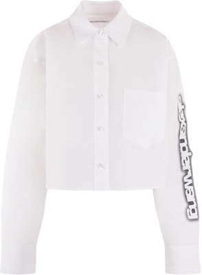 (Women) Alexander Wang Halo Print Cropped Button-Up Long Sleeve Shirt White. 4WC2241454-100 Order (Women) Alexander Wang Halo Print Cropped Button-Up Long Sleeve Shirt White. 4WC2241454-100