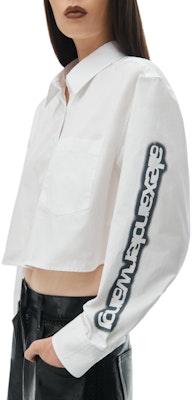 (Women) Alexander Wang Halo Print Cropped Button-Up Long Sleeve Shirt White. 4WC2241454-100 Purchase (Women) Alexander Wang Halo Print Cropped Button-Up Long Sleeve Shirt White. 4WC2241454-100
