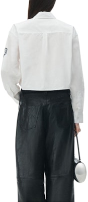 (Women) Alexander Wang Halo Print Cropped Button-Up Long Sleeve Shirt White. 4WC2241454-100 Details for (Women) Alexander Wang Halo Print Cropped Button-Up Long Sleeve Shirt White. 4WC2241454-100