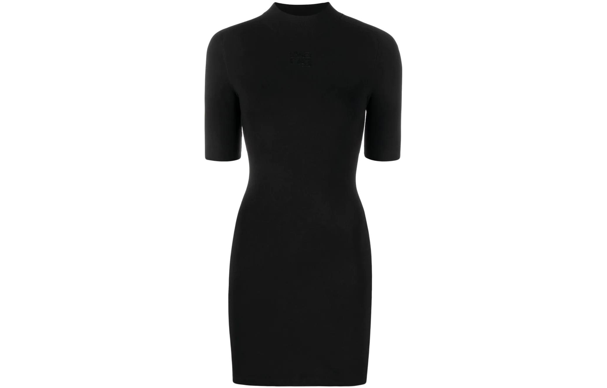 (Women) Alexander Wang  High-Neck Short-Sleeve Mini Dress Solid Color 4KC1236032-001