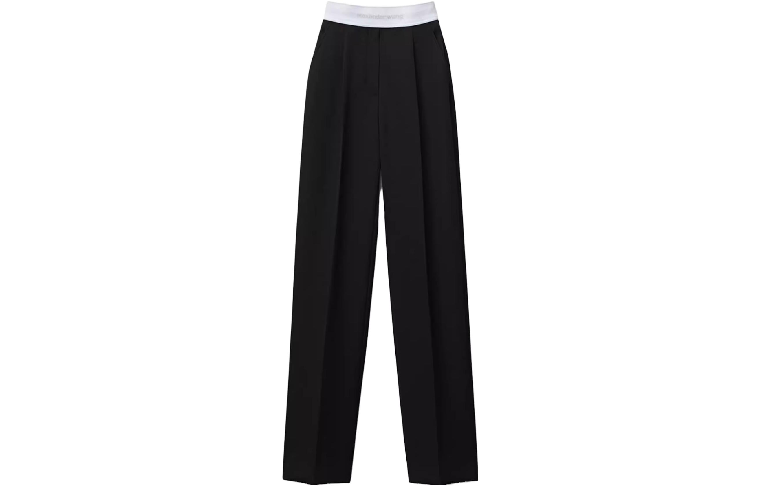 Order (W) Pantalones Negros de Pierna Recta de Cintura Alta Alexander Wang con Logo. 1WC3234079-001