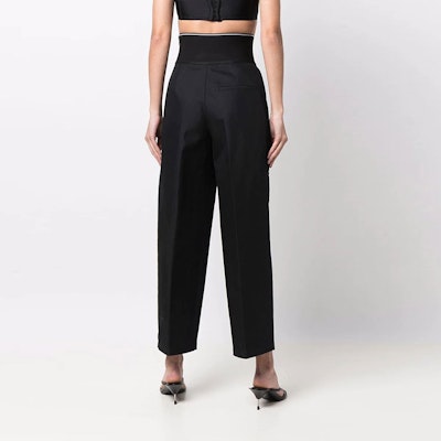 (W) Alexander Wang Seluar Panjang Hitam Berpinggang Tinggi Berlipat Longgar. 1WC1224451-001 Shop (W) Alexander Wang Seluar Panjang Hitam Berpinggang Tinggi Berlipat Longgar. 1WC1224451-001