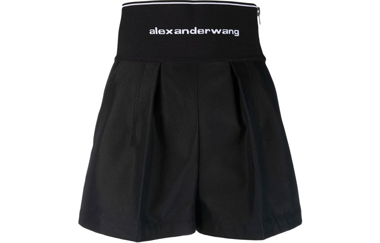 (Women) Alexander Wang  High-Waisted Logo Print Shorts Black 1WC1224450-001
