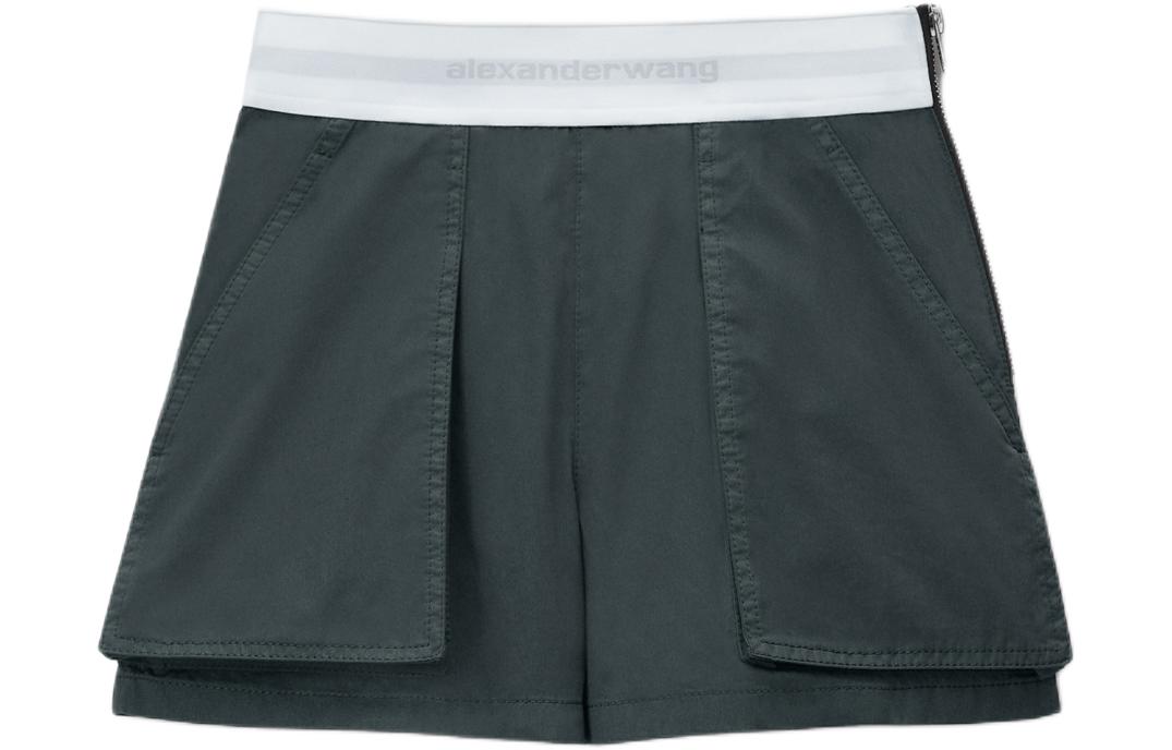 (Women) Alexander Wang  High-Waisted Loose Cargo Shorts Black 1WC2244726012A