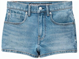 (Women) Alexander Wang High-Waisted Washed Denim Shorts in Vintage Light Indigo. 4DC2234571-486 (Women) Alexander Wang High-Waisted Washed Denim Shorts in Vintage Light Indigo. 4DC2234571-486