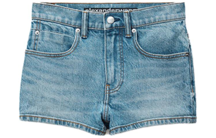 Order (Women) Alexander Wang  High-Waisted Washed Denim Shorts in Vintage Light Indigo. 4DC2234571-486