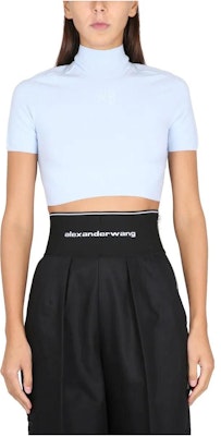(W) Alexander Wang Baju-T Slim Fit Berleher Tinggi Warna Solid 4KC1231034-495 Order (W) Alexander Wang Baju-T Slim Fit Berleher Tinggi Warna Solid 4KC1231034-495