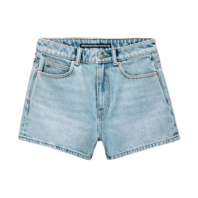 (Women) Alexander Wang High Rise Shorty Recycled Denim Button Fly Blue Shorts 4DC2244304453