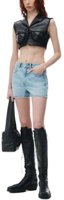 (W) Alexander Wang Seluar Pendek Denim Biru Kitar Semula Butang Fly High Rise 4DC2244304453 Lookbook (W) Alexander Wang Seluar Pendek Denim Biru Kitar Semula Butang Fly High Rise 4DC2244304453