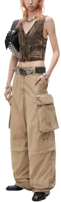 (W) Alexander Wang Pantalones Cargo Caqui Casuales y Sueltos con Cremallera. 4WC3244369-210 Lookbook (W) Alexander Wang Pantalones Cargo Caqui Casuales y Sueltos con Cremallera. 4WC3244369-210