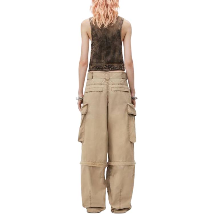 Shop (W) Alexander Wang Pantalones Cargo Caqui Casuales y Sueltos con Cremallera. 4WC3244369-210