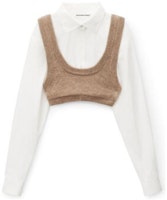 (Women) Alexander Wang Knit Tank Top & Striped Cropped Long Sleeve Shirt Set 4KC3231011-278 (Women) Alexander Wang Knit Tank Top & Striped Cropped Long Sleeve Shirt Set 4KC3231011-278