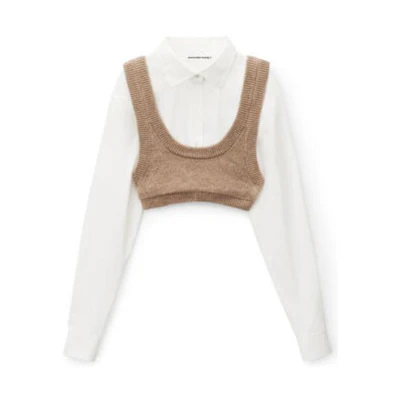 (Women) Alexander Wang Knit Tank Top & Striped Cropped Long Sleeve Shirt Set 4KC3231011-278