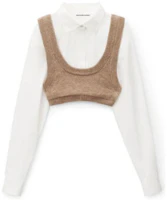 Order (W) Alexander Wang Knit Tank Top & Kemeja Lengan Panjang Garis-Garis Cropped Set 4KC3231011-278