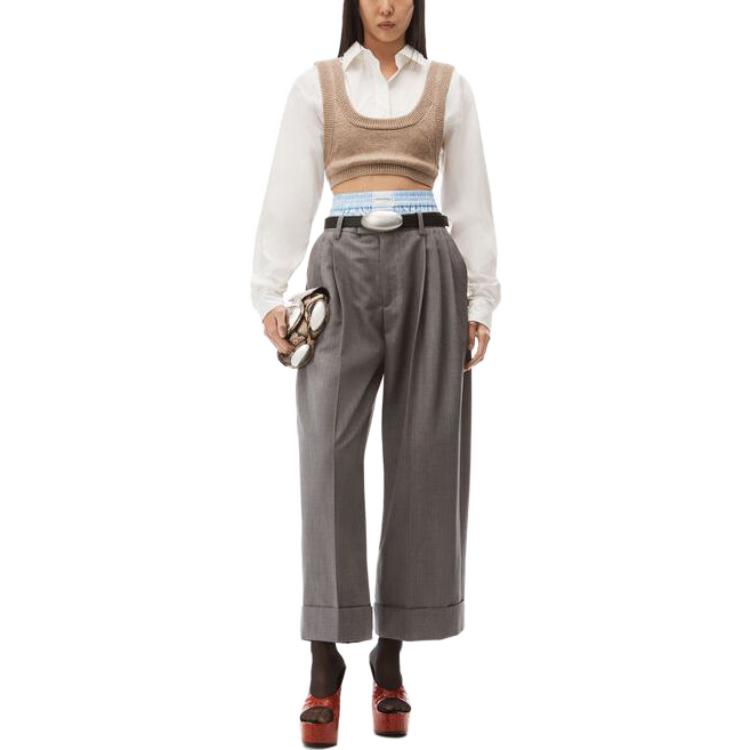 Lookbook (W) アレキサンダーワン ニットタンクトップ＆ストライプクロップド長袖シャツセット 4KC3231011-278