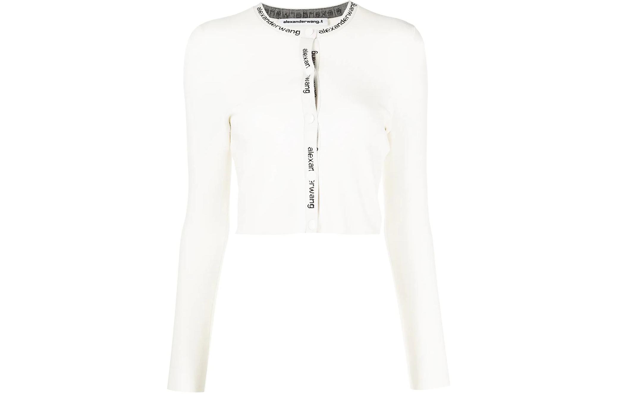 (Women) Alexander Wang  Logo Knit Crop Top White 4KC3223017-104