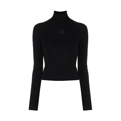 (Women) Alexander Wang Logo Print Turtleneck Sweater Black 4KC1231033001