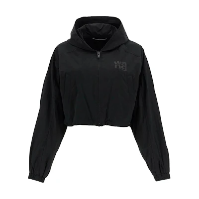 (Women) Alexander Wang Logo Print Zip-Up Hoodie Jacket Black 4WC3242087-001