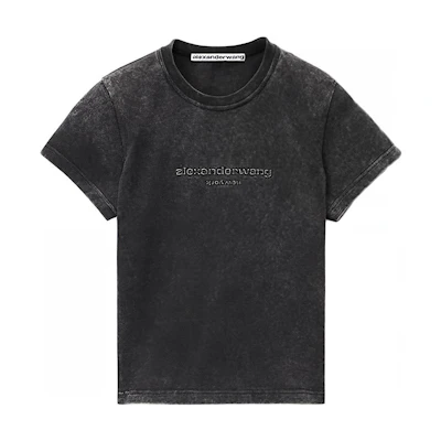 (Women) Alexander Wang Logo Slim-Fit Jersey T-Shirt Black SS24 1CC1241876007