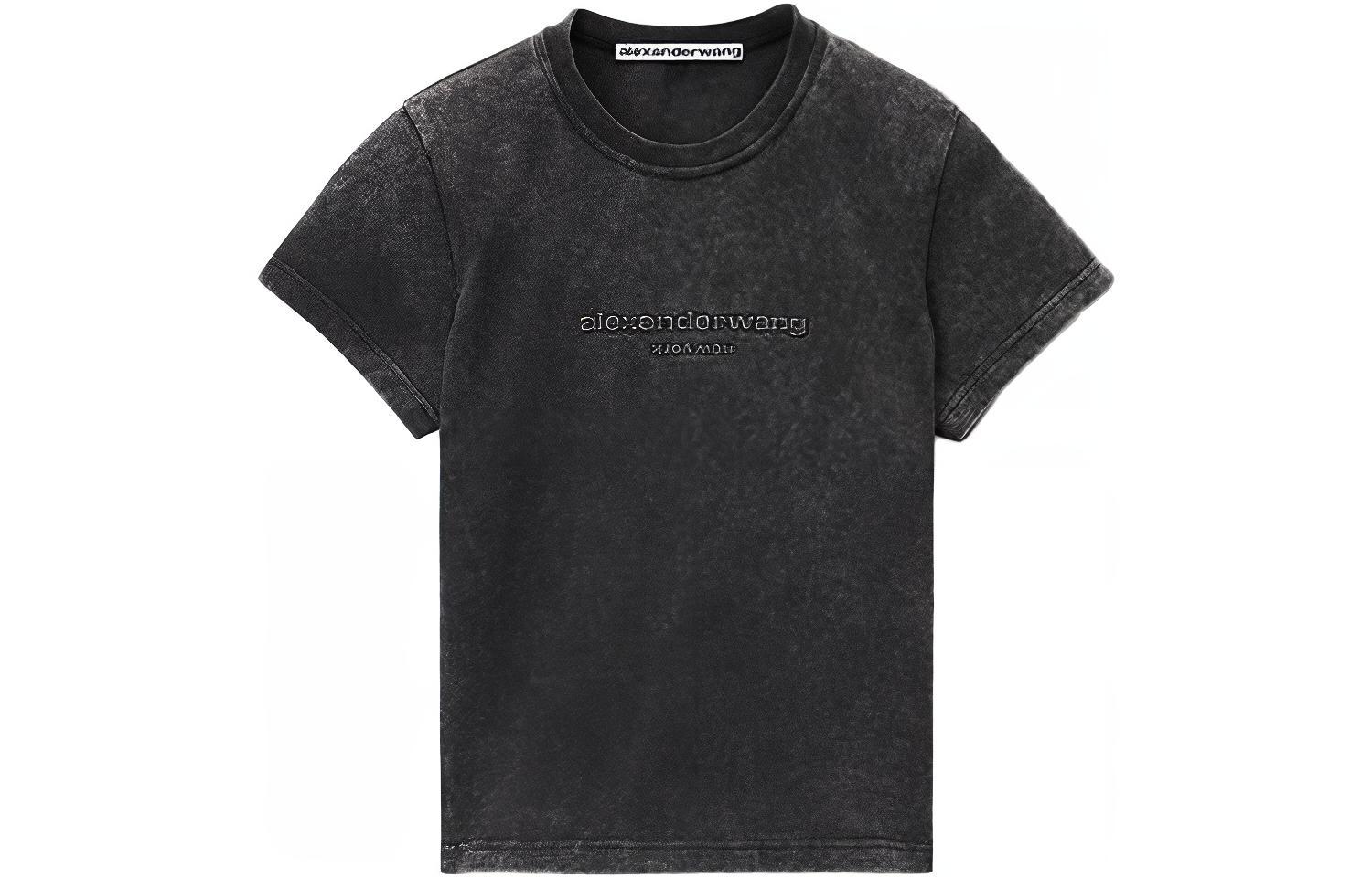 Order (W) Alexander Wang Logo Slim-Fit Jersey T-Shirt Hitam SS24 1CC1241876007
