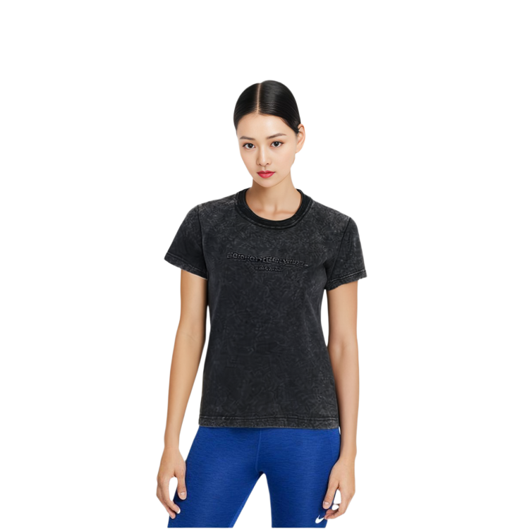Lookbook (W) Alexander Wang Logo Slim-Fit Jersey T-Shirt Hitam SS24 1CC1241876007