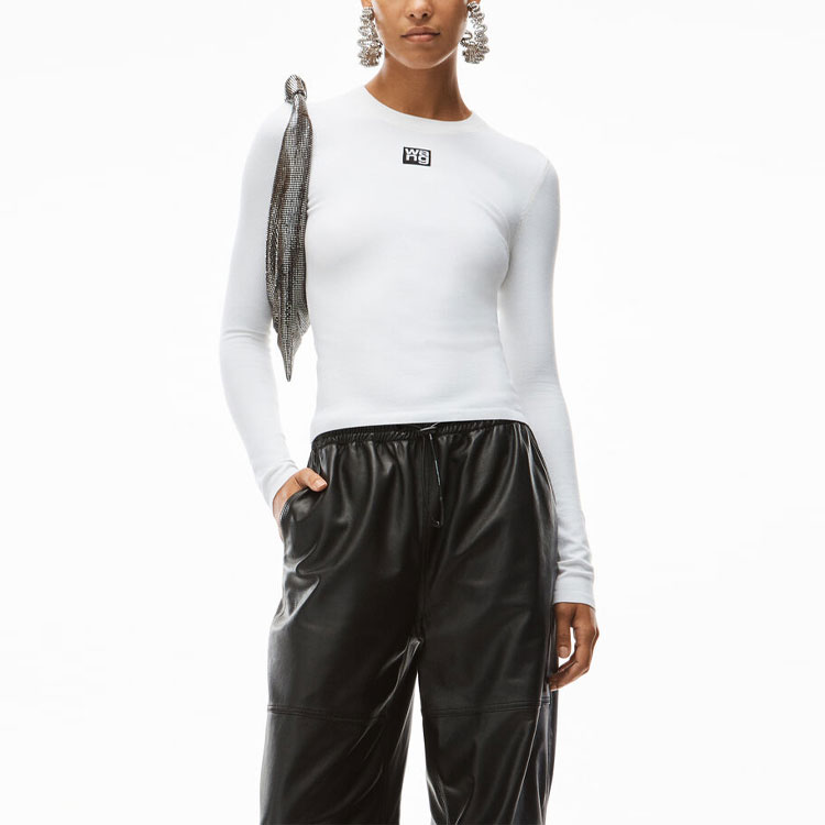 (Women) Alexander Wang  Logo Slim Fit Knit Crewneck T-Shirt White SS22. 4KC1221011-104 圖 5