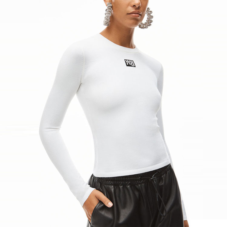 (Women) Alexander Wang  Logo Slim Fit Knit Crewneck T-Shirt White SS22. 4KC1221011-104 圖 6