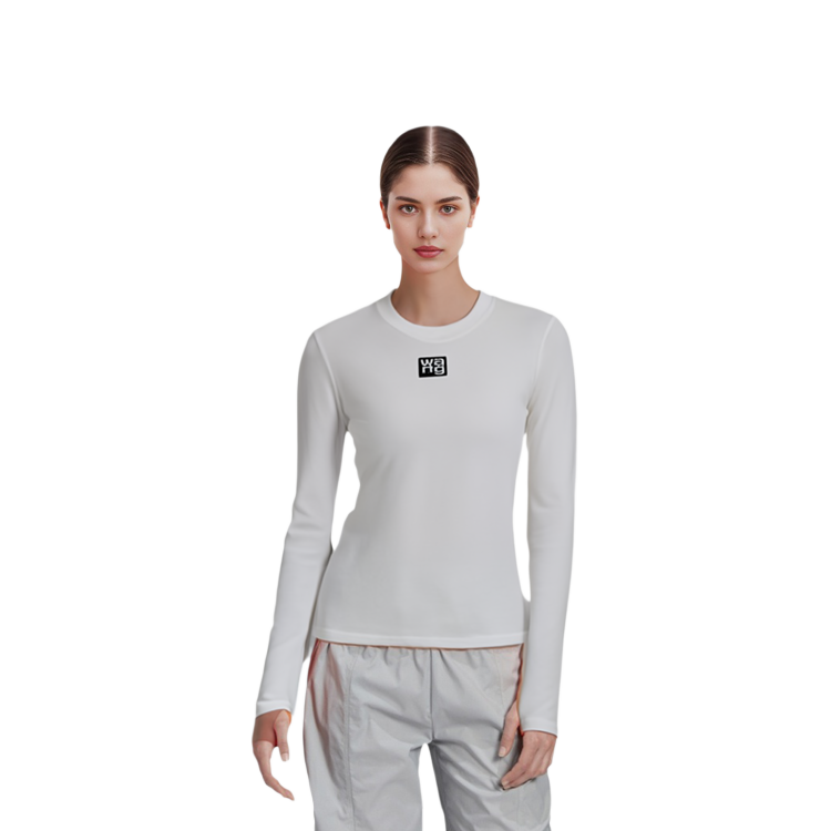 (Women) Alexander Wang  Logo Slim Fit Knit Crewneck T-Shirt White SS22. 4KC1221011-104 圖 7