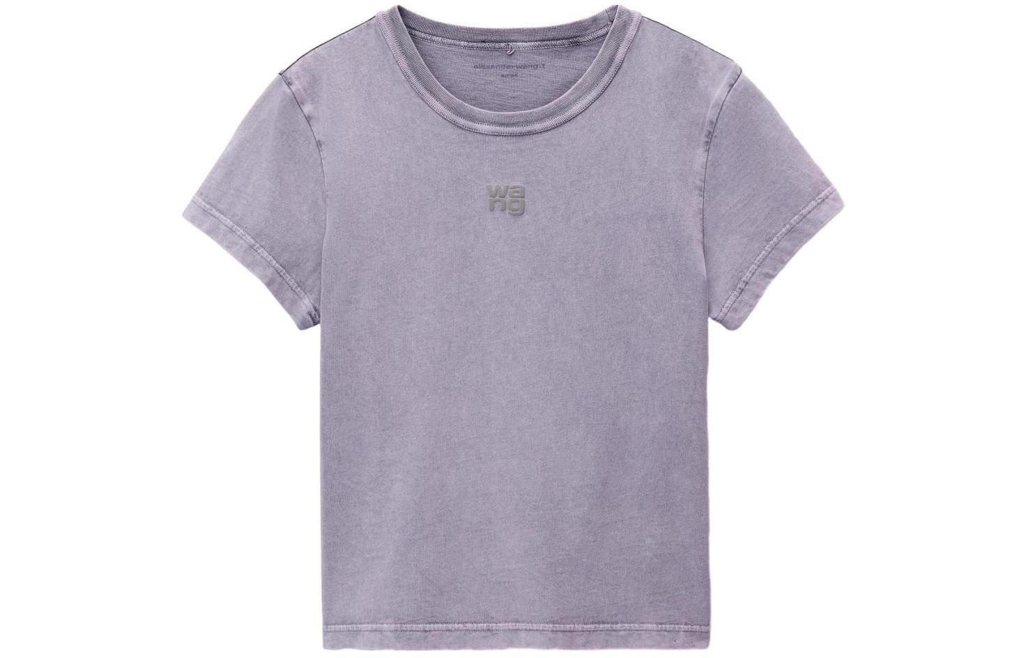 Order (W) Alexander Wang Logo T-Shirt Lavender Pink Distressed Cotton SS24. 4CC32213586-87A