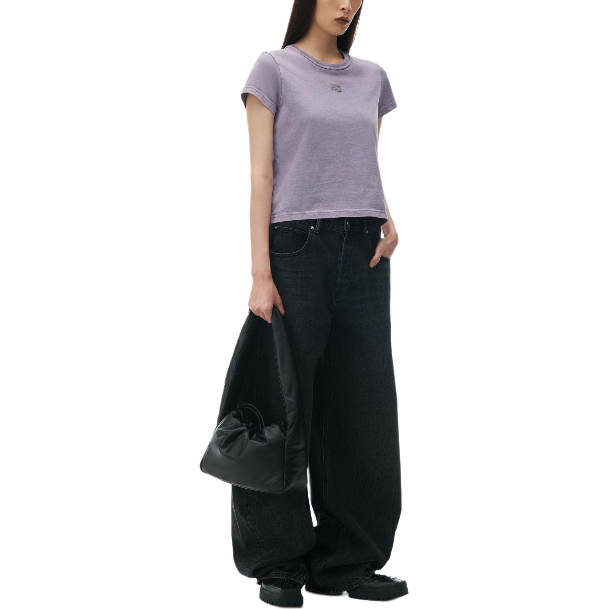 Lookbook (W) Alexander Wang Logo T-Shirt Lavender Pink Distressed Cotton SS24. 4CC32213586-87A