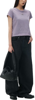 (W) Alexander Wang Logo T-Shirt Lavender Pink Distressed Cotton SS24. 4CC32213586-87A Lookbook (W) Alexander Wang Logo T-Shirt Lavender Pink Distressed Cotton SS24. 4CC32213586-87A