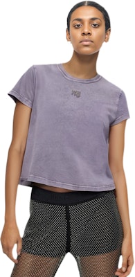 (W) Alexander Wang Logo T-Shirt Lavender Pink Distressed Cotton SS24. 4CC32213586-87A Purchase (W) Alexander Wang Logo T-Shirt Lavender Pink Distressed Cotton SS24. 4CC32213586-87A