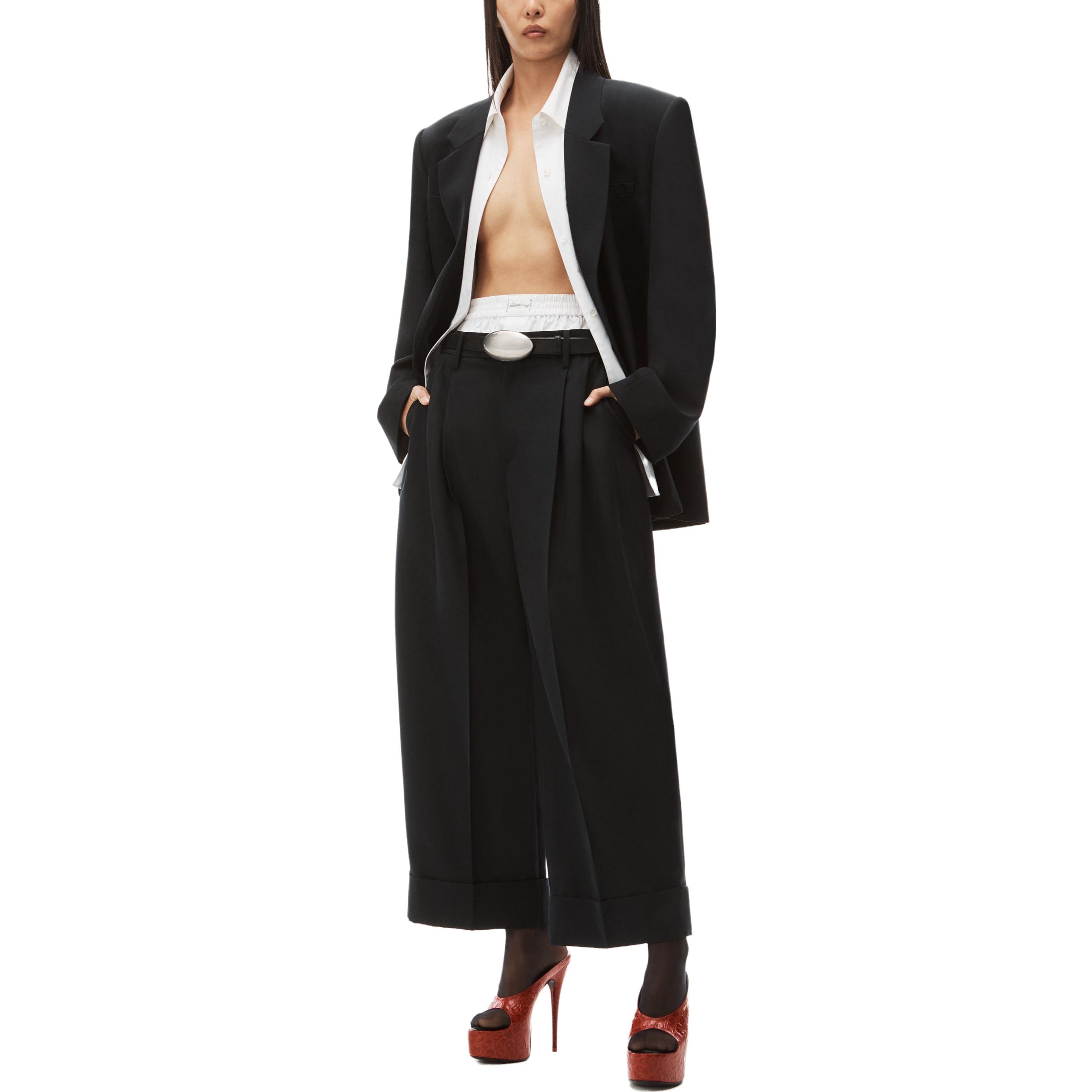Lookbook (W) Alexander Wang Pantalones Casuales Negros de Pierna Ancha y Ajuste Suelto 1WC3234615-001